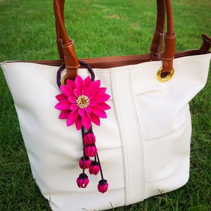 Leather Flower, Leather Purse Charm, Keychain Leather Flowers