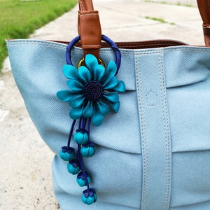 Leather Flower, Leather Purse Charm, Keychain Leather Flowers