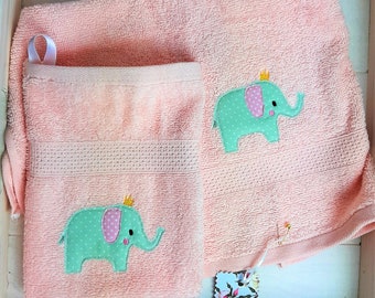 Towel embroidered with name, towel washcloth for baby child, towel and washcloth set personalized
