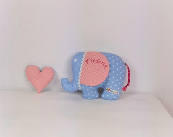 Kuscheltier Elefant mit Name,handgemacht,Elefantkissen,Elefantkissen mit Name, Gr.32x 22 cm,Personalisierte Geschenke,Geschenk Baby & Kind