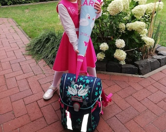 Handmade school dress and school cone, first day of school dress, dress for girls, cone, school cone for girls, first day of school dress