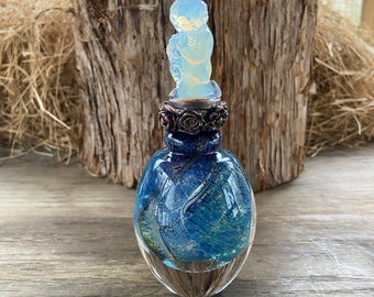 Copper and Dichoric Art Glass Potion Bottle With Sabino Small Child Stopper