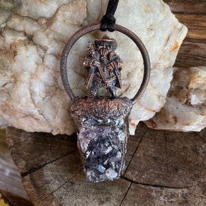 Copper Man on Amethyst Pendant Necklace