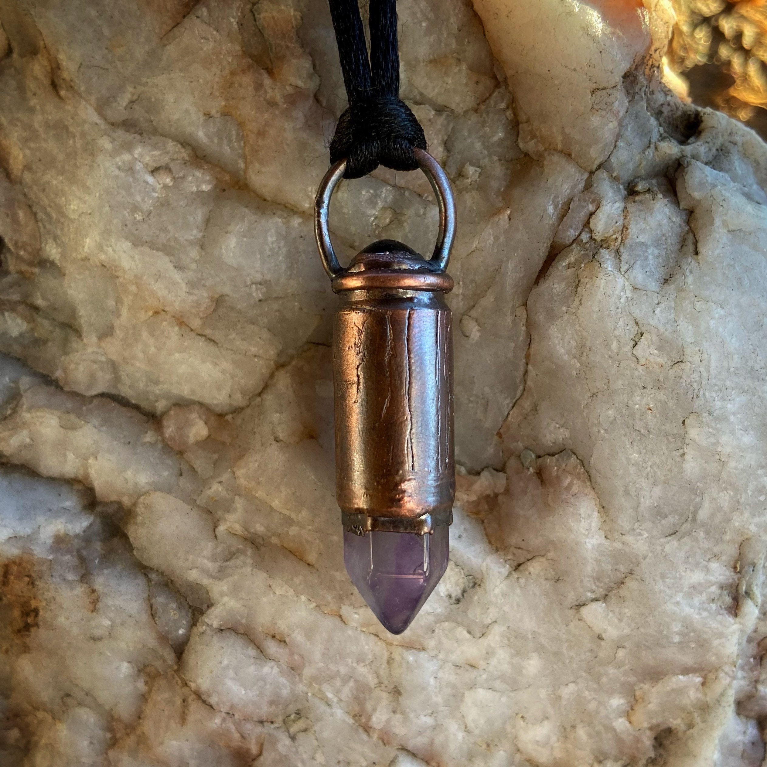 Copper Electroformed 9mm Bullet Casing with Amethyst Point and Etsy