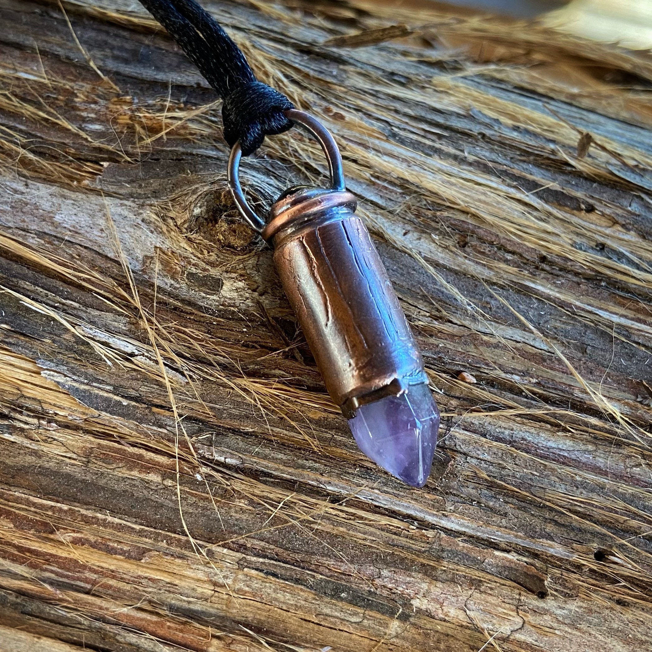 Copper Electroformed 9mm Bullet Casing with Amethyst Point and Etsy