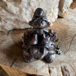 Copper Smurf Riding a Frog Figurine