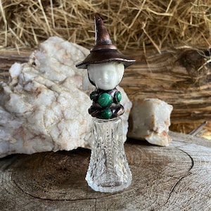 Copper Porcelain and Crystal Witch Bottle with Malachite