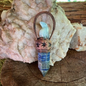 Copper and Lapis Point with Opalite Penguin Pendant