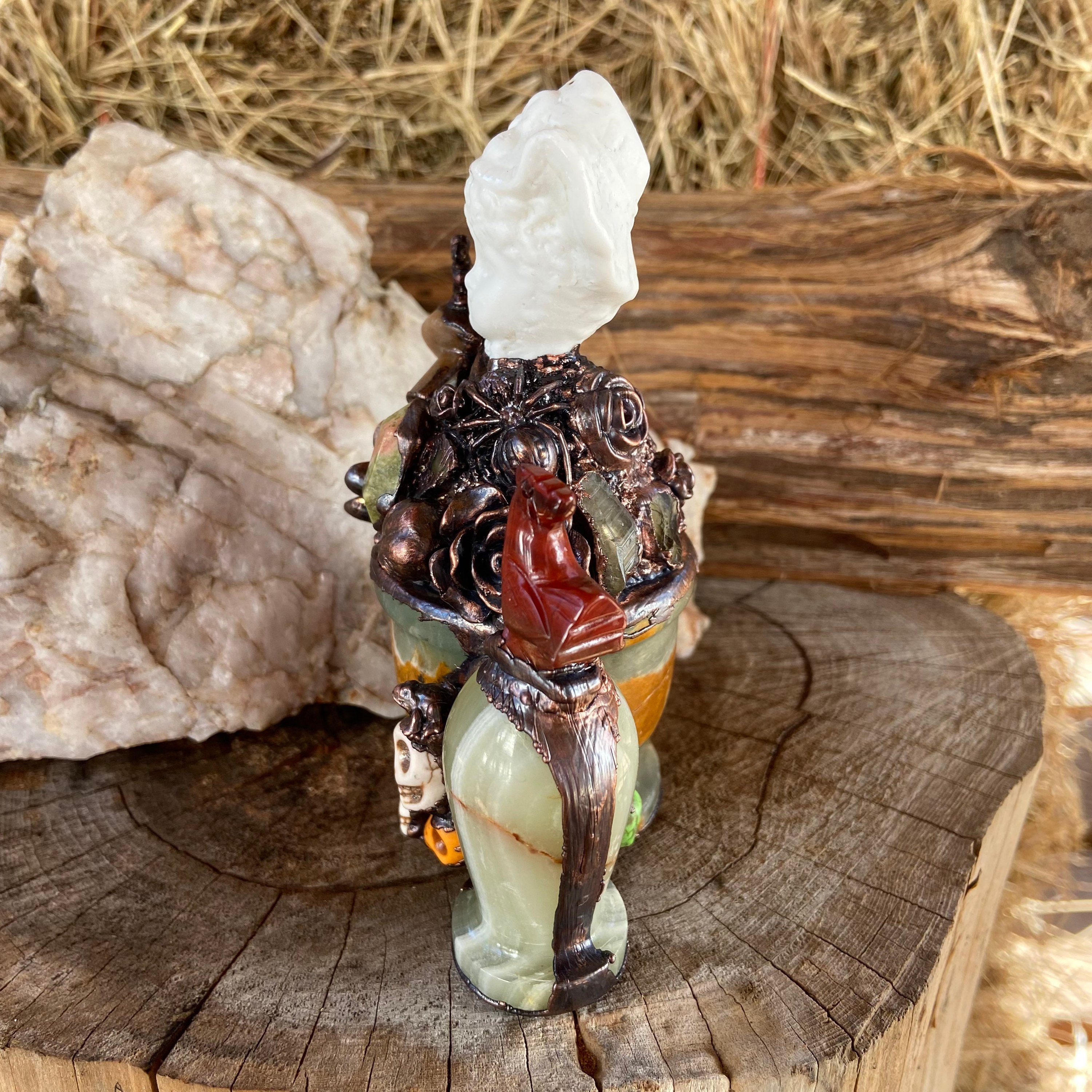 Copper Baba Yaga in Green Onyx Mortar and Pestle Figure With Etsy