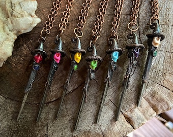 Copper and Small Coffin Nail Pendant with Skull Witch Voodoo Necklace