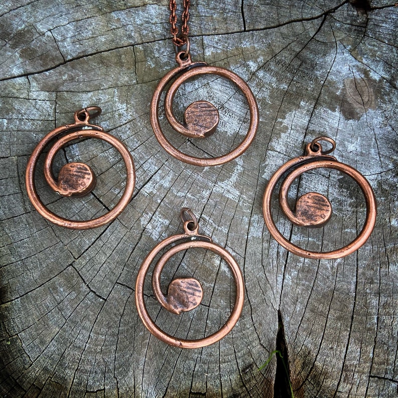 Copper Spiral Pendant with Choice of Labradorite Amethyst Smoky Quartz or Garnet Necklace