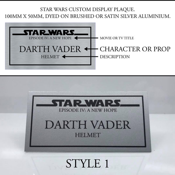 Buy 3 get 1 free, 26 styles to choose from Star Wars Custom Display Plaque, Helmet, Lightsaber, Blaster, Prop, Model Aluminium