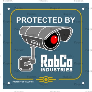 Fallout Security Sign Roboco Industries 150mm / 6&quot; Plaque Aluminium
