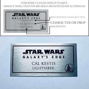 Buy 3 get 1 free, Star Wars Lightsaber Galaxy's Edge, Black Spire Savi's Workshop Display Plaques Aluminium, Skywalker, Kylo, Obi-Wan, Vader