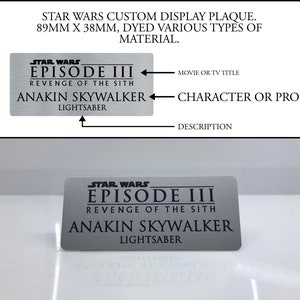 Buy 3, get 1 free, Star Wars Custom Display Plaque, Helmet, Lightsaber, Blaster, Prop, Model Aluminium