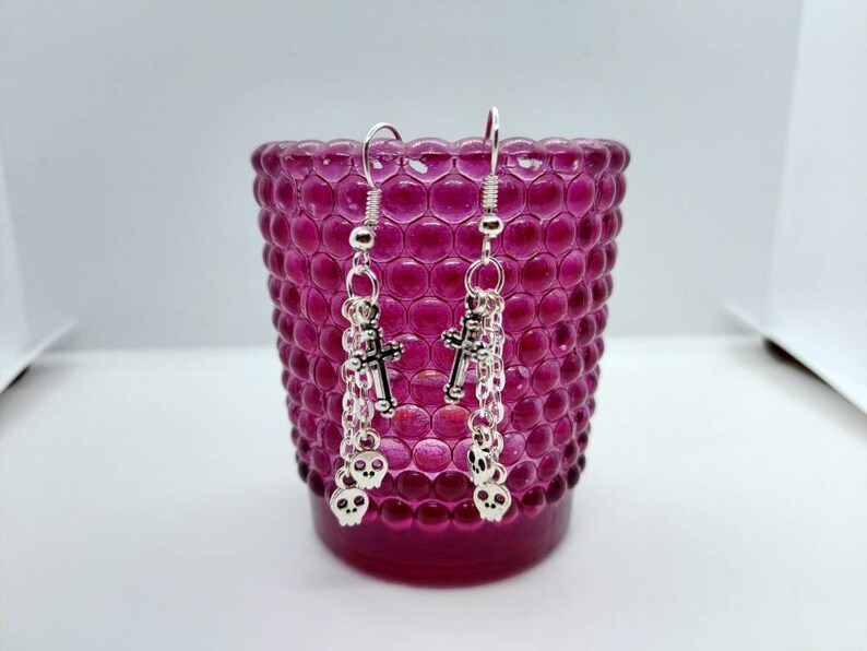 skull jewellery womens earrings gothic earrings Skull earrings skull and crosses dangly earrings dangly skulls gotjic jewellery