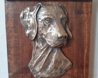 WEIMARANER - unique relief on the wood 100% HANDMADE