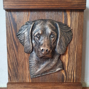 WEIMARANER LONGHAIR - unique relief on the wood 100% HANDMADE