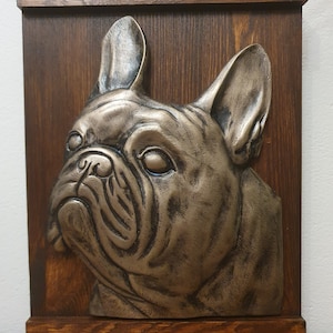 FRENCH BULLDOG - unique head relief on the wood