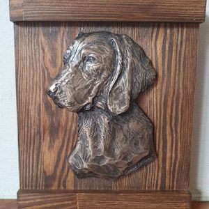 WEIMARANER LONGHAIR - unique relief on the wood 100% HANDMADE