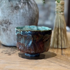 Copper Pool Raku Glazed Tea Bowl - Award Winning Artist