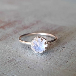 rainbow moonstone ring for women, gemstone promise ring for her, delicate ring, moon stone purity ring, June birthstone ring