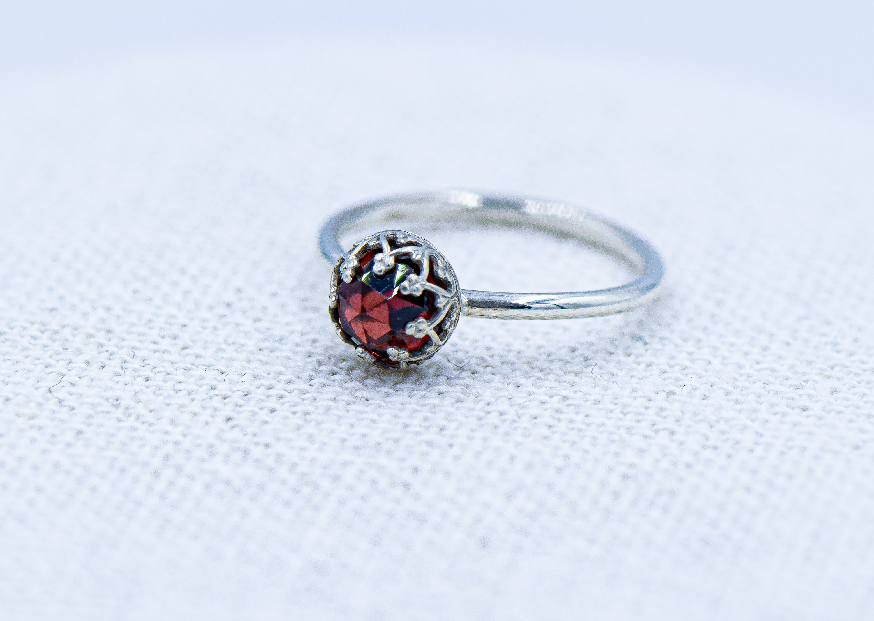 Garnet Ring From Solid Silver Ring January Birthstone Ring - Etsy