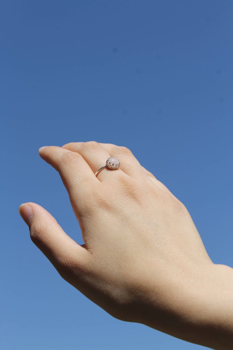 Rose quartz ring pink promise ring for her dainty pink ring Etsy