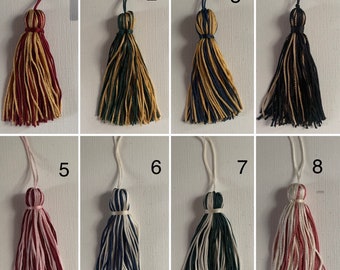 Lot of 8 x silky chainette 7.5cm lampshade/key tassels