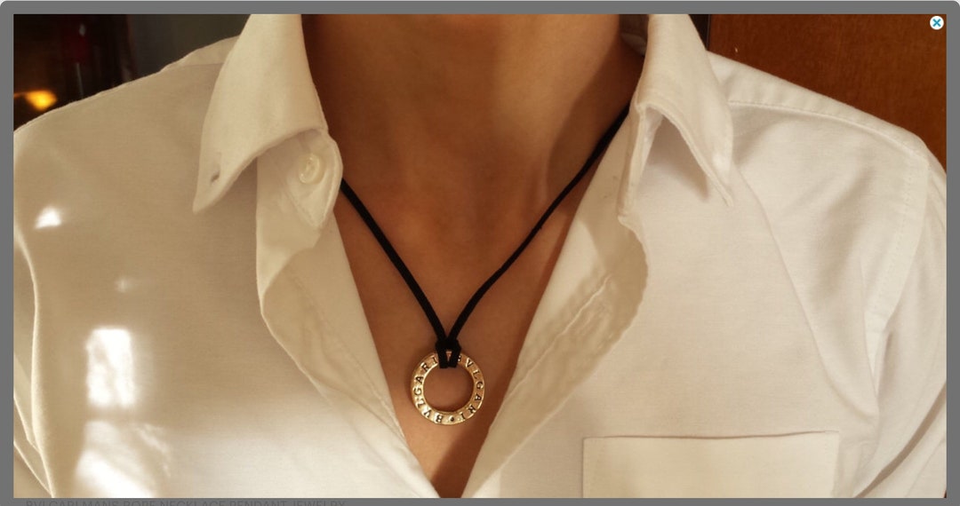 Men's Ring Pendant Necklace Rope Mens Jewelry 18K White Gold Plated Etsy