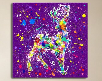 Colorful Deer Print on Canvas Abstract Wild Animal Poster Original Deer Modern Wall Print for Kids Room Decor