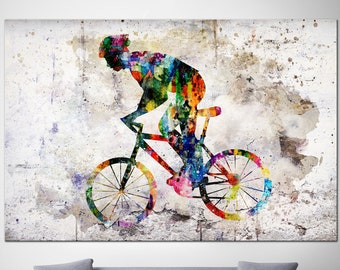 Abstracto Ciclista Imprimir En Lienzo Carretera Bicicleta Carrera Cartel Ciclista Imprimir Ciclismo Ilustración Road Cyclist Race Wall Hanging Deocr Wall Art