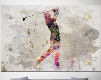 Abstract Golf Player Print On Canvas Golf Player Silhouette Art Sportsman Multi Panel Print Sport Motivational Art Wall Hanging Decor