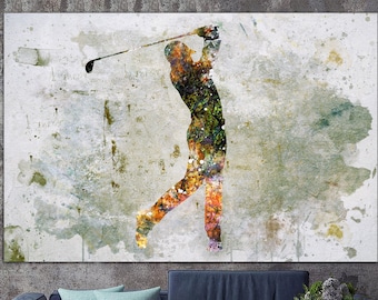 Astratto Golf Player Canvas Wall Art Golf Motivational Print Golf Player Poster Sportsman Silhouette Multi Panel Print for Living Room Decor