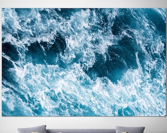 Blue Sea Wave Ocean Canvas Wall Art Print On Canvas Ocean Wave Multi Panel Print Modern Seascape Wall Hanging Decor for Indie Room