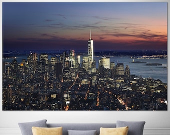 Night New York City Wall Art New York Cityscape Multi Panel Photo Poster Skyscraper Print NYC Photo Poster Wall Hanging Decor for Home Decor