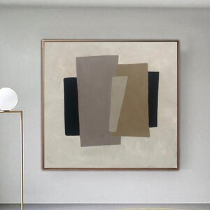 Abstract Beige Oil Painting On Canvas: Modern Minimalist Wall Art