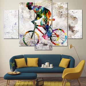 Abstract Cyclist Print On Canvas Road Bicycle Racing Poster Cyclist Print Cycling Illustration Road Cyclist Race Wall Hanging Deocr Wall Art image 5