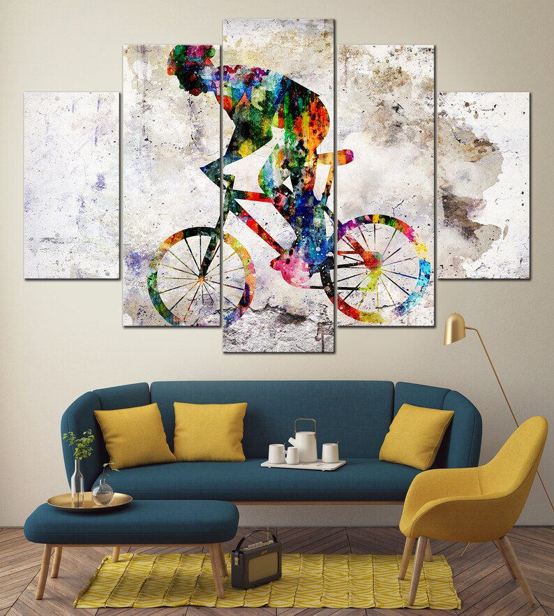 Abstract Cyclist Print On Canvas Road Bicycle Racing Poster Cyclist Print Cycling Illustration Road Cyclist Race Wall Hanging Deocr Wall Art image 5