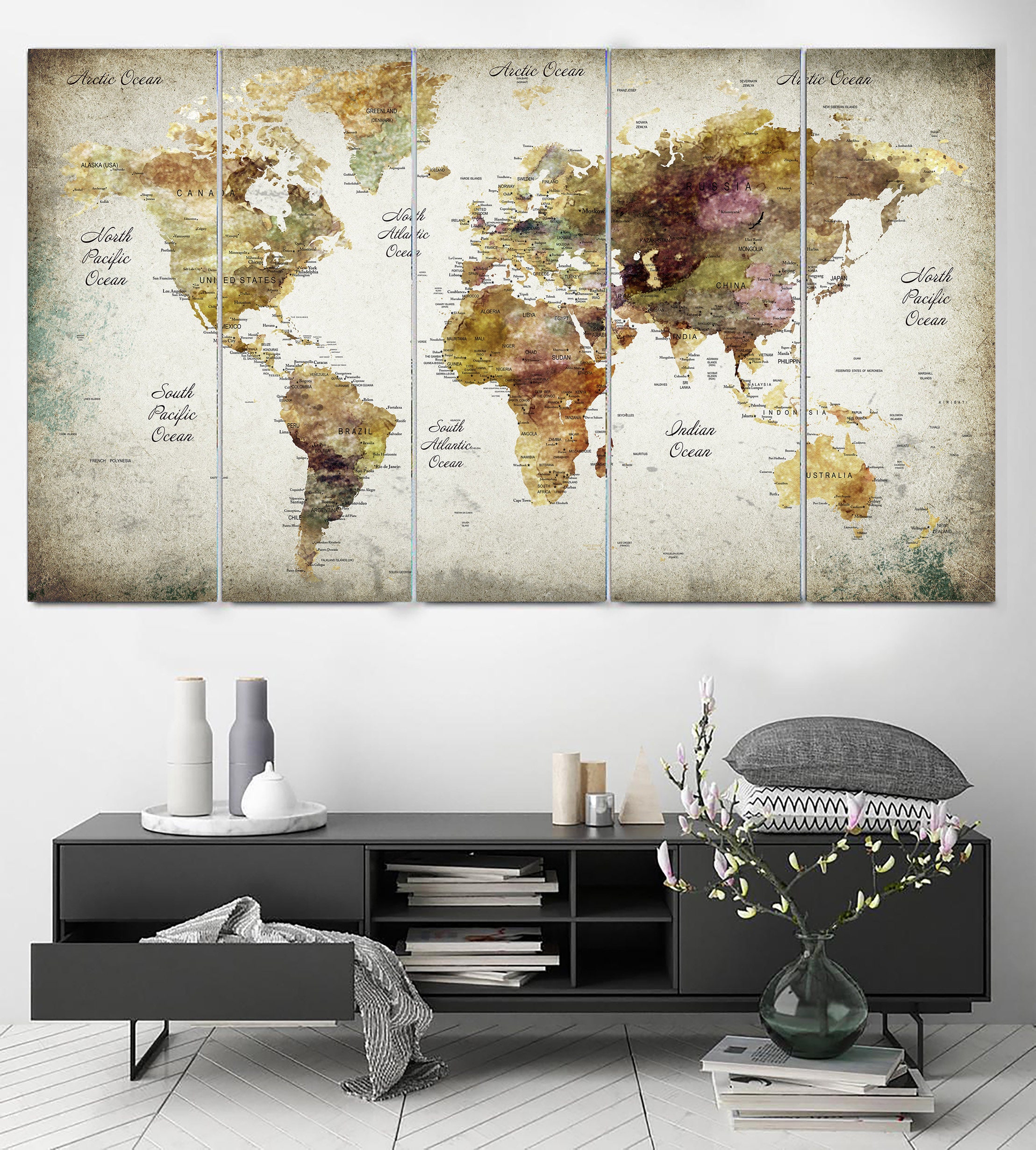 Pastel World Map Art: Canvas Prints, Frames & Posters