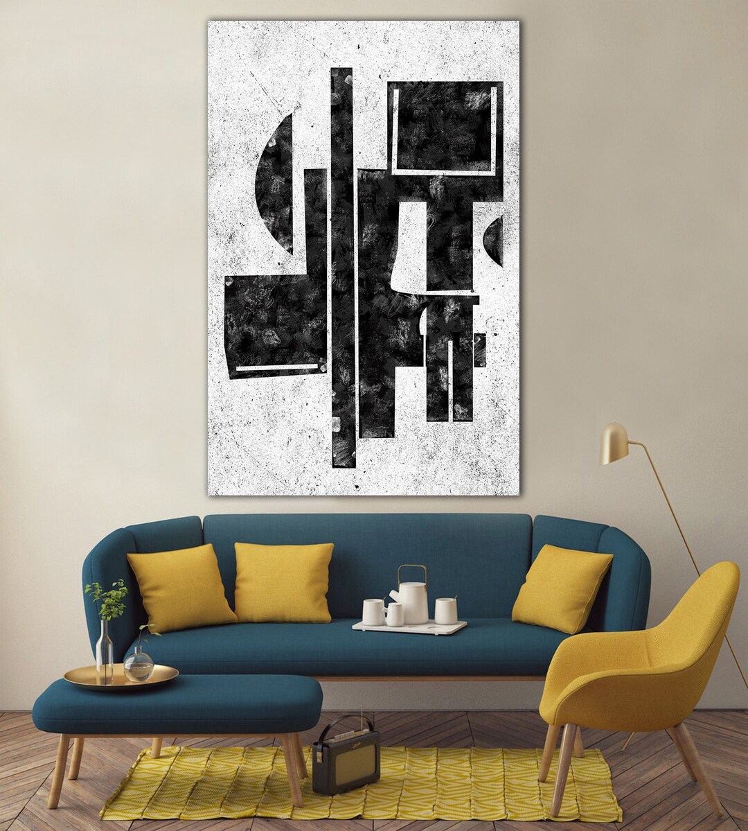 Large Print on Canvas Black and White Wall Art Wall Hanging Decor ...