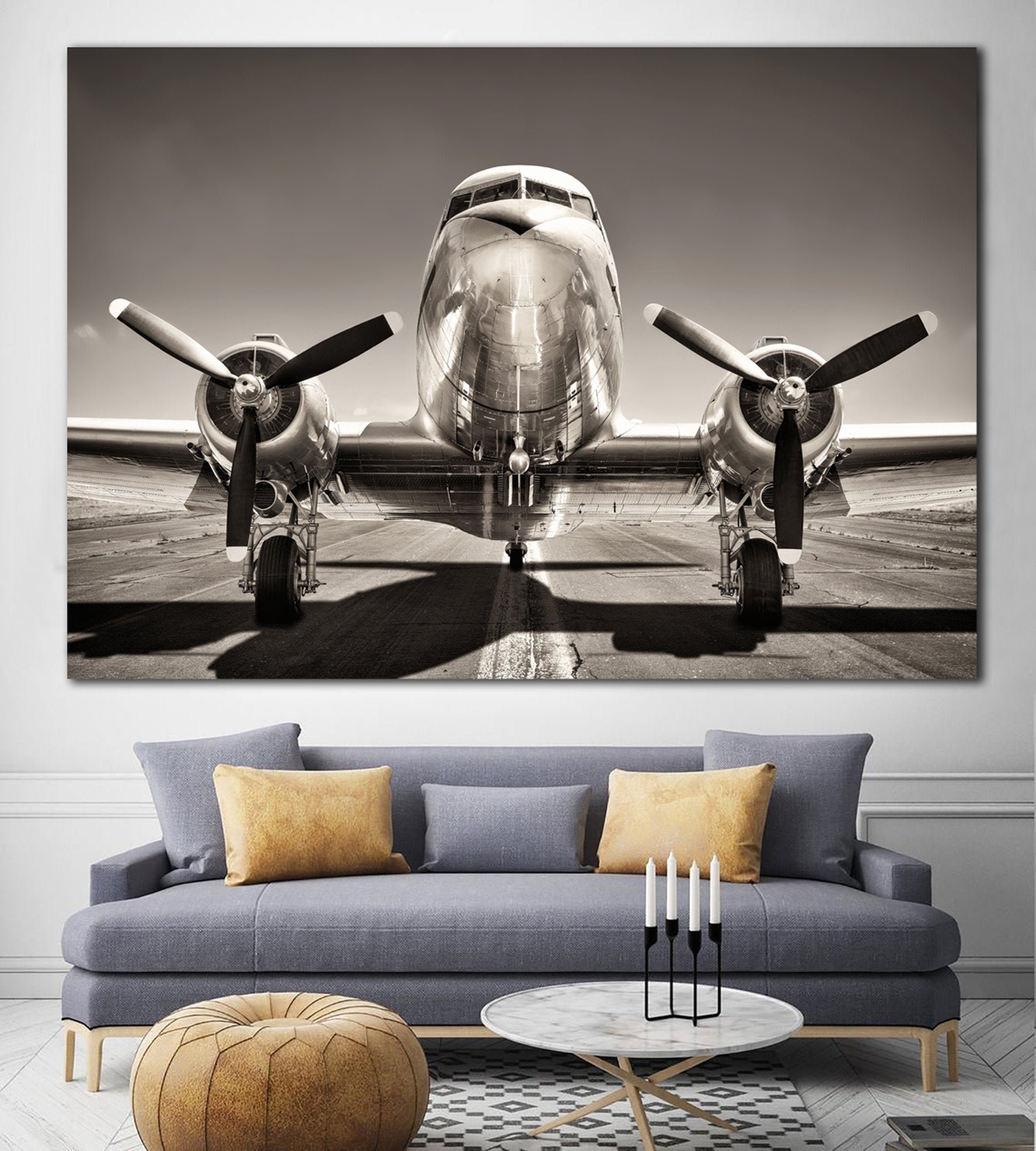 Airplane Canvas Art Vintage Aircraft Poster Airplane Art Multi Etsy