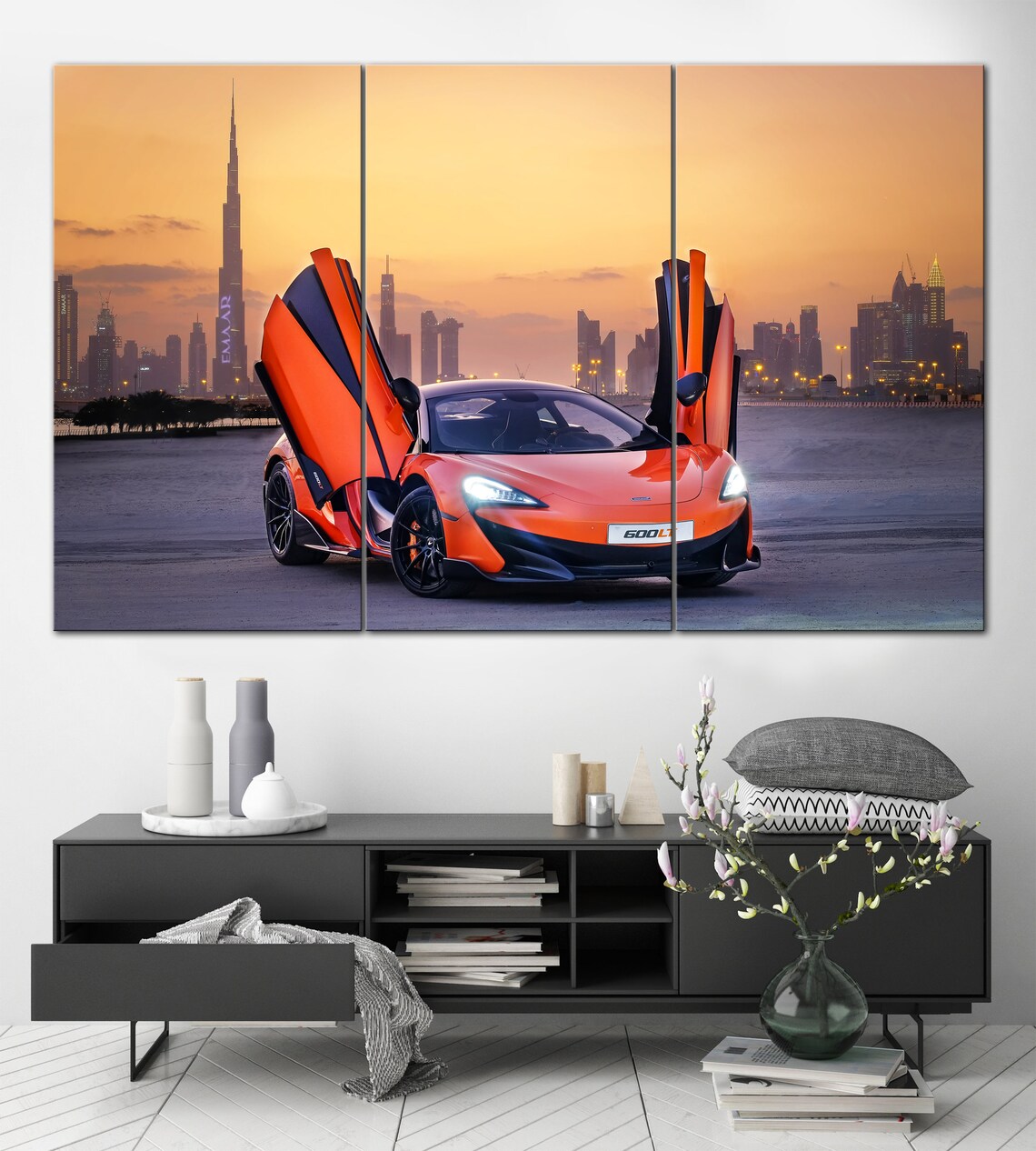 Large Print On Canvas Sport Car Poster Canvas Print Orange Etsy