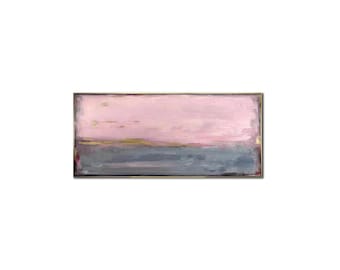 Extra Large Abstract Pink and Blue Abstract Minimalist Landscape Decor