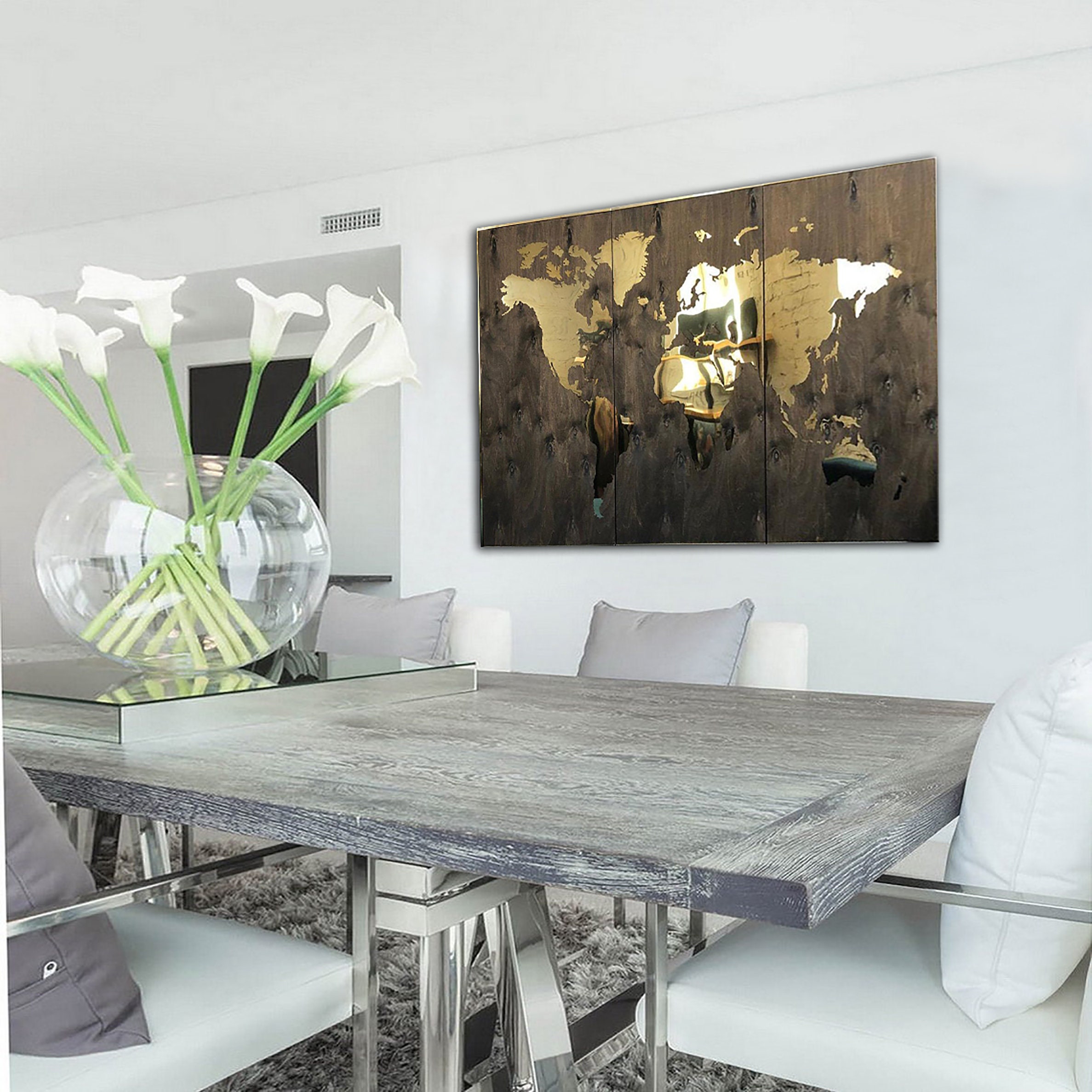 METAL World Map Metal Wall Art Golden Steel Metal Map Of The Etsy