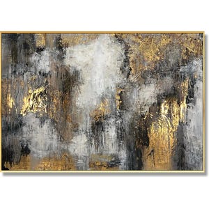 Gold Wall Art Golden Leaf Painting Abstract Art Work Textured Art Modern Wall Art On Canvas Living Room Decor Bedroom Decor 36x54&quot;