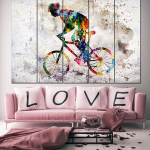 Abstract Cyclist Print On Canvas Road Bicycle Racing Poster Cyclist Print Cycling Illustration Road Cyclist Race Wall Hanging Deocr Wall Art image 4