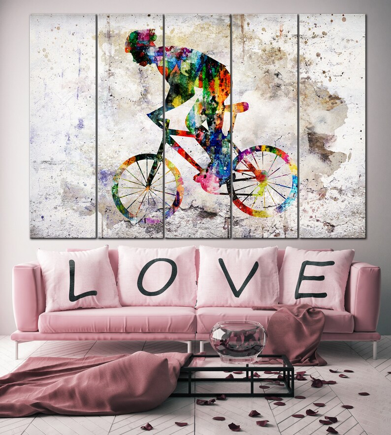 Abstract Cyclist Print On Canvas Road Bicycle Racing Poster Cyclist Print Cycling Illustration Road Cyclist Race Wall Hanging Deocr Wall Art image 4