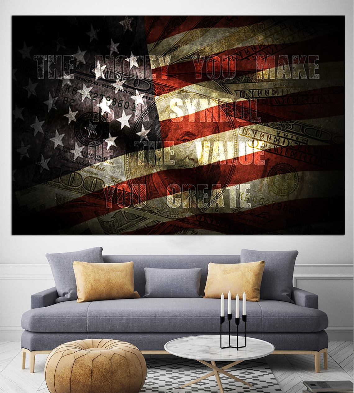 American Flag Canvas Wall Art Inspirational Sign Motivational Etsy