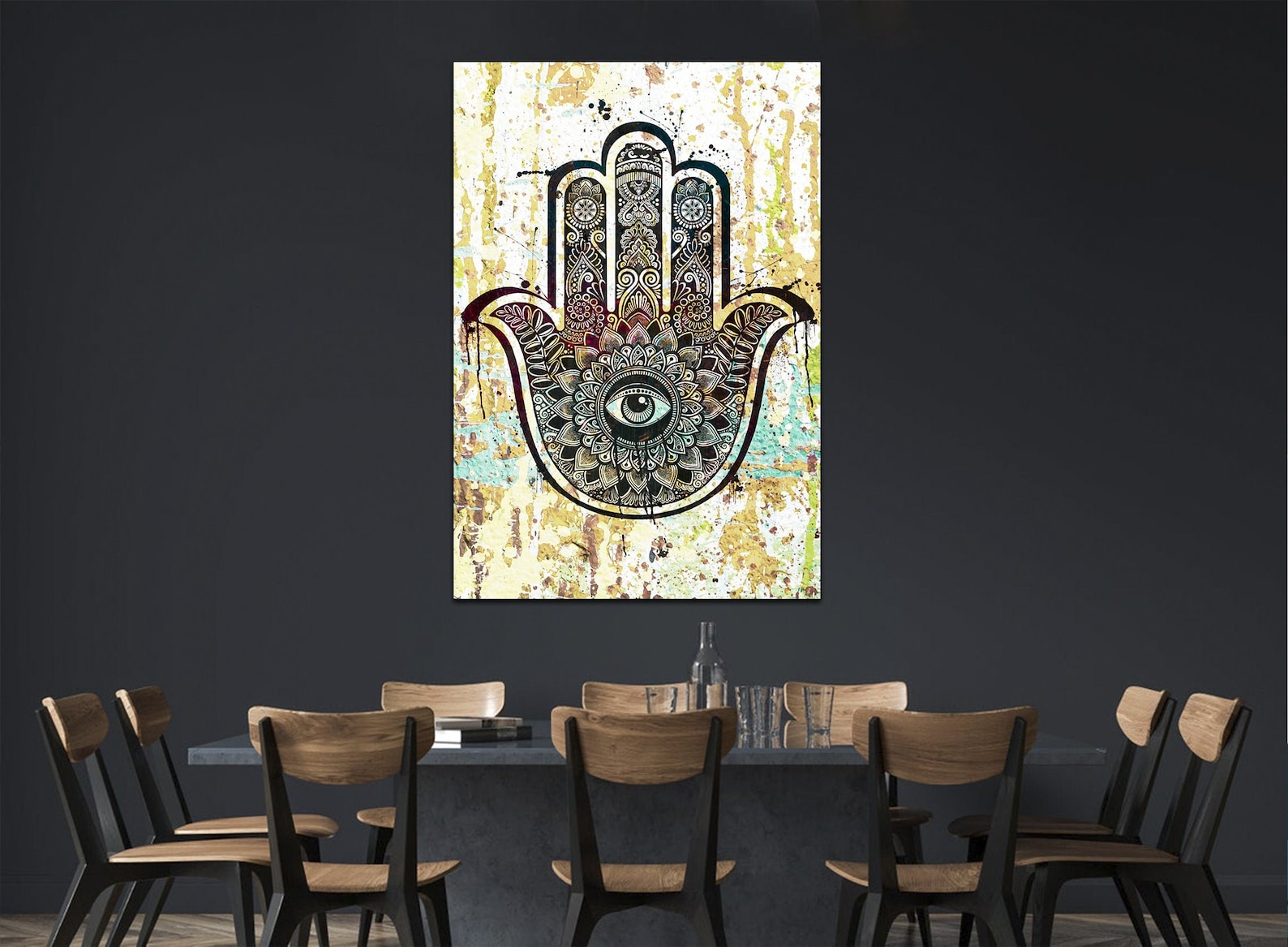 Hamsa Canvas Wall Art Hamsa Hand Print Asian Culture Art Wood - Etsy